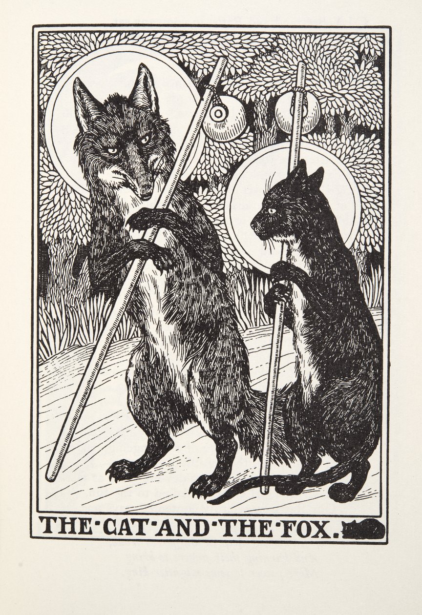 The Cat and the Fox, fra Fontaine Fables, pub. 1905 af Percy J. Billingshurst