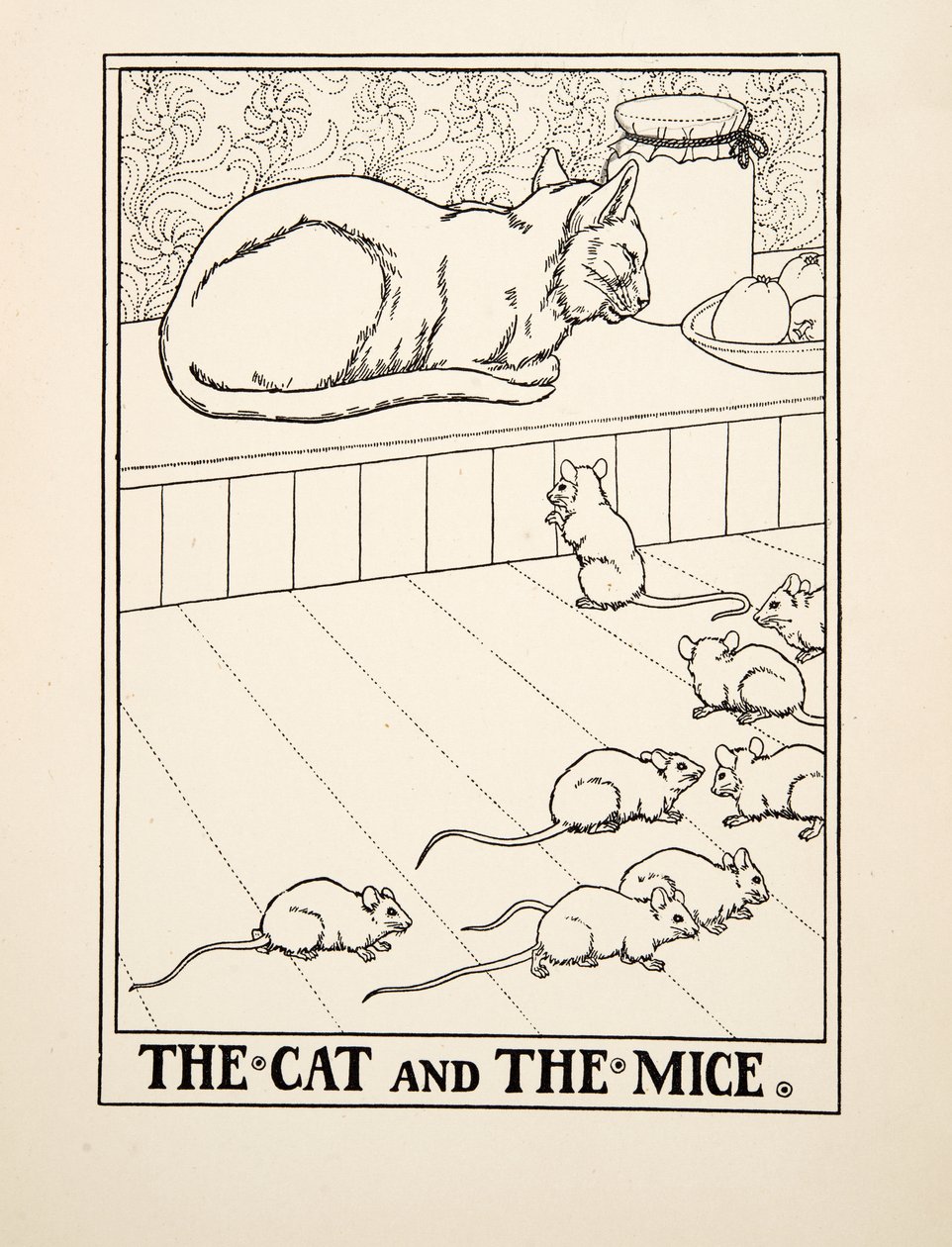 The Cat and the Mouse, fra A Hundred Fables of Aesop, pub.1903 (gravering) af Percy J. Billingshurst