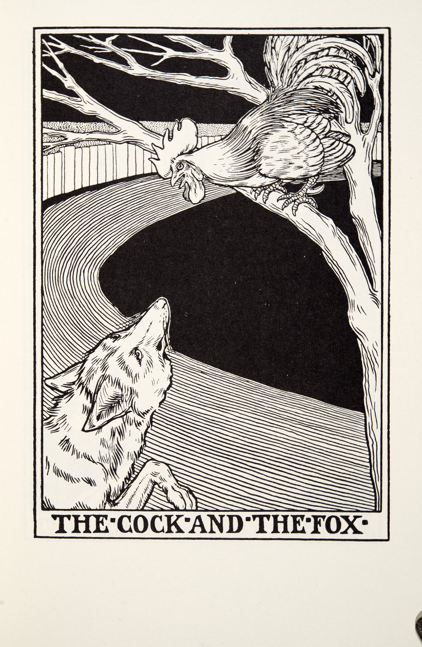 The Cock and the Fox, fra Fontaine Fables, pub. 1905 af Percy J. Billingshurst