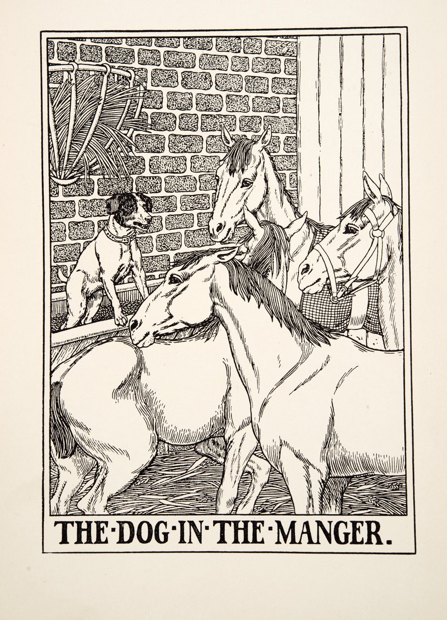 The Dog in the Manger, fra A Hundred Fables of Aesop, pub.1903 af Percy J. Billingshurst