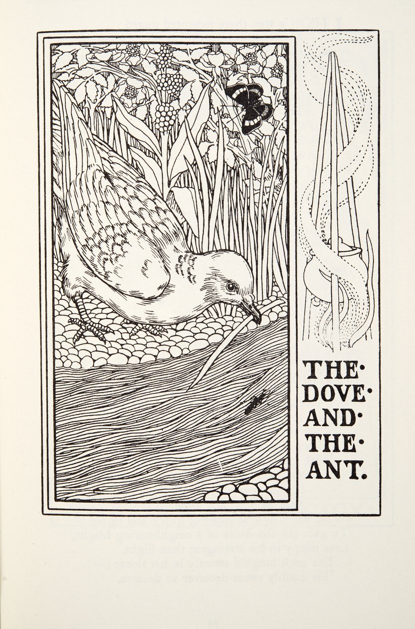 The Dove and the Ant, fra Fontaine Fables, pub. 1905 af Percy J. Billingshurst