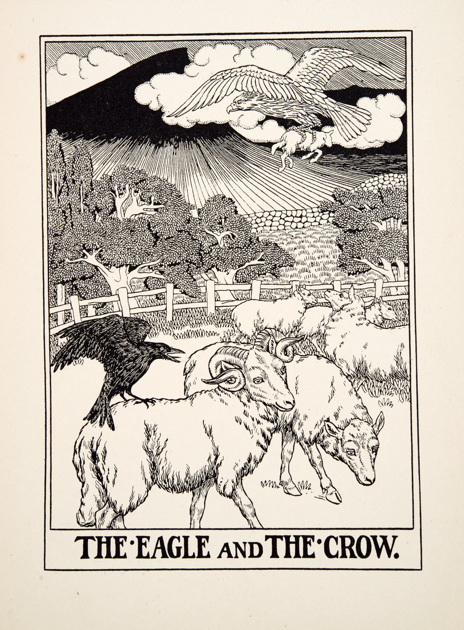 The Eagle and the Crow, fra A Hundred Fables of Aesop, pub.1903 af Percy J. Billingshurst