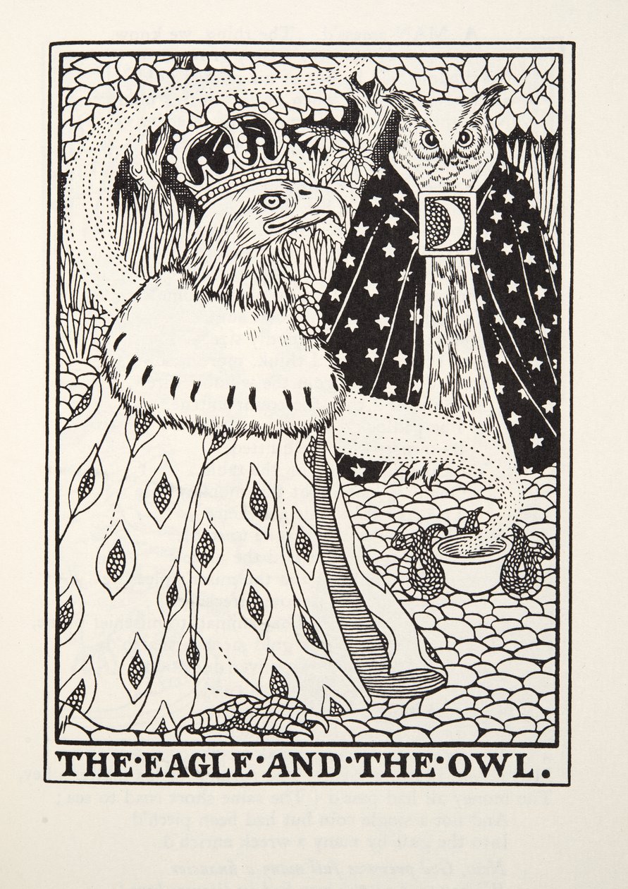 The Eagle and the Owl, fra Fontaine Fables, pub. 1905 af Percy J. Billingshurst