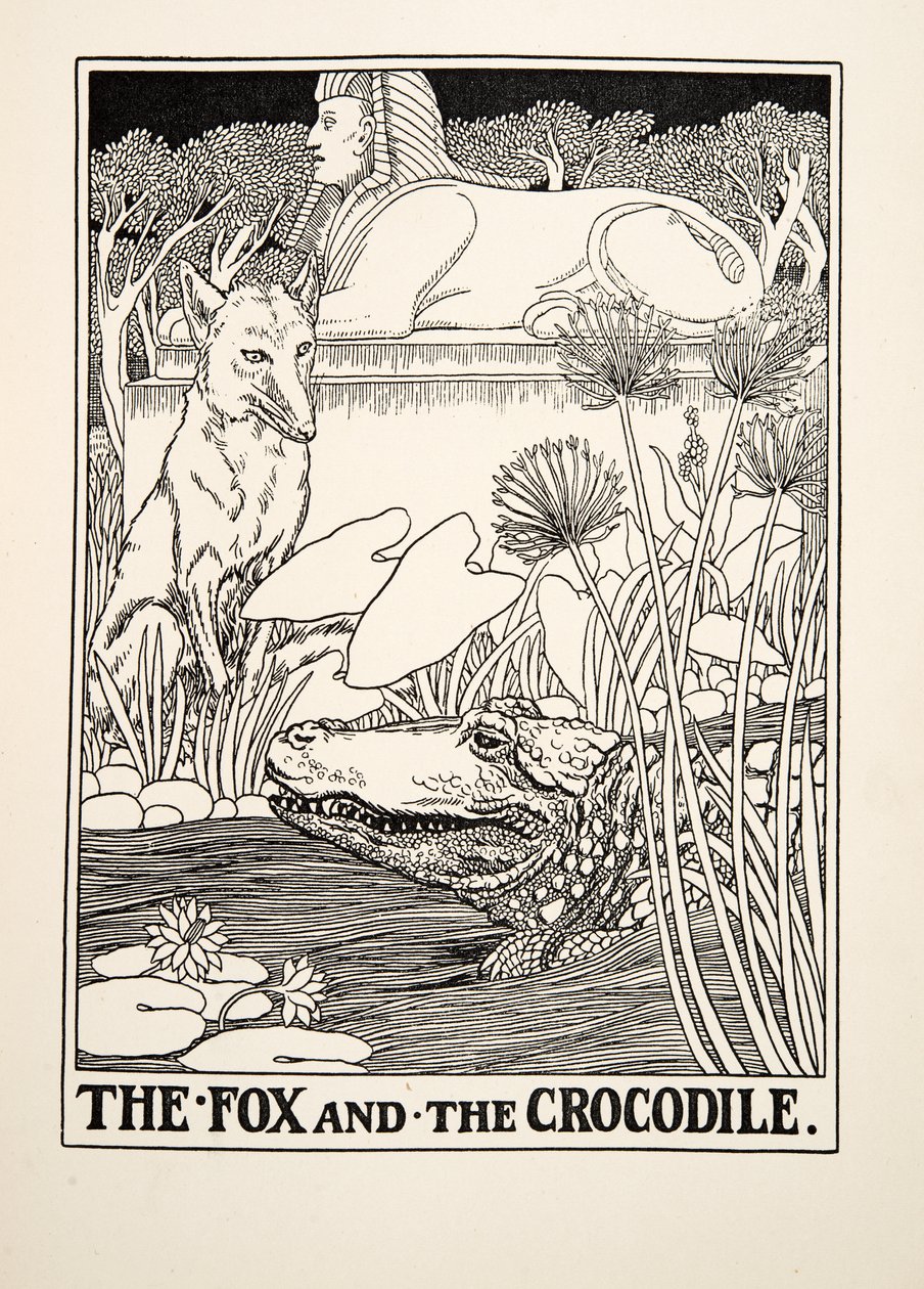 The Fox and the Crocodile, fra A Hundred Fables of Aesop, pub.1903 af Percy J. Billingshurst