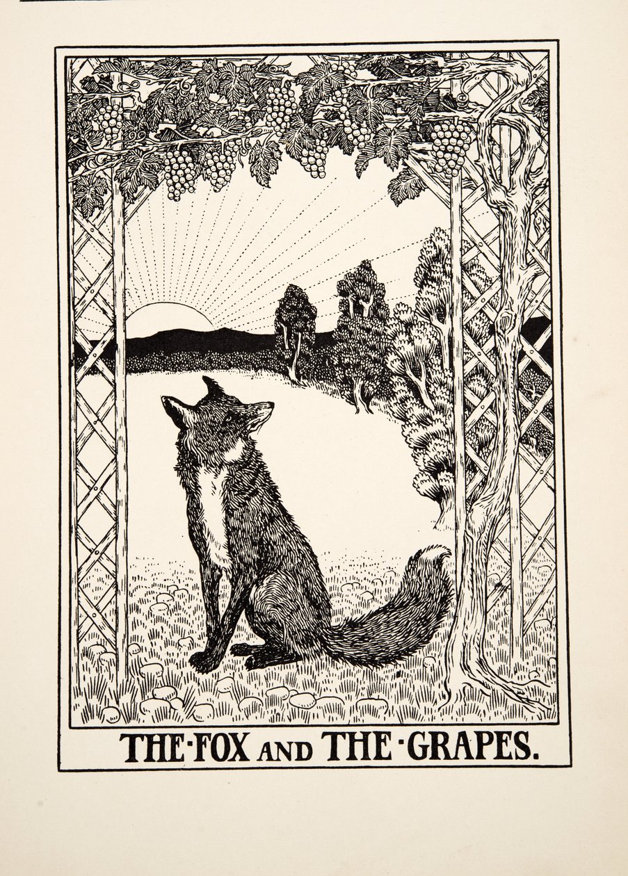 The Fox and the Grapes, fra A Hundred Fables of Aesop, pub.1903 af Percy J. Billingshurst