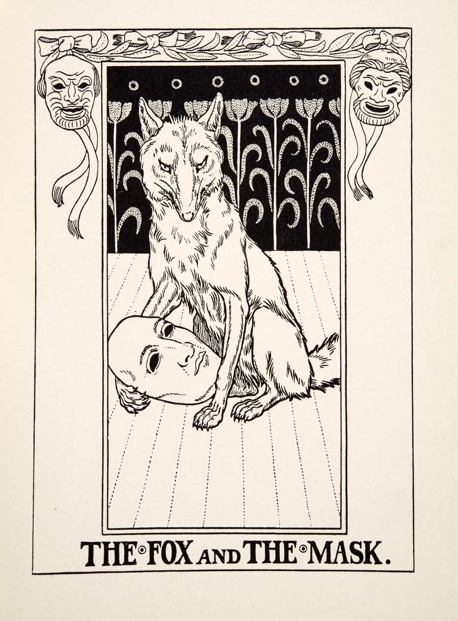 The Fox and the Mask, fra A Hundred Fables of Aesop, pub.1903 af Percy J. Billingshurst