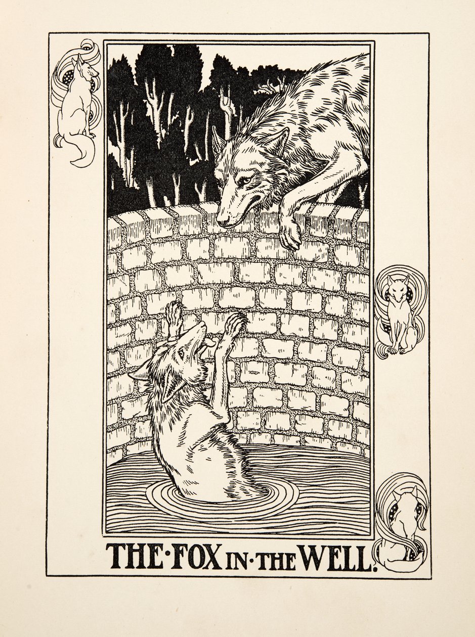 The Fox in the Well, fra A Hundred Fables of Aesop, pub.1903 af Percy J. Billingshurst