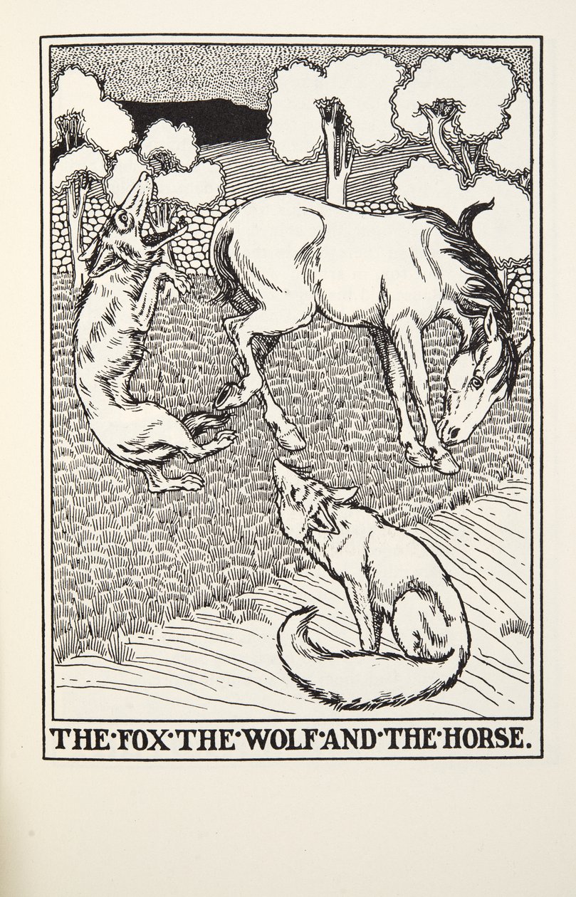 The Fox, the Wolf and the Horse, fra Fontaine Fables, pub. 1905 af Percy J. Billingshurst