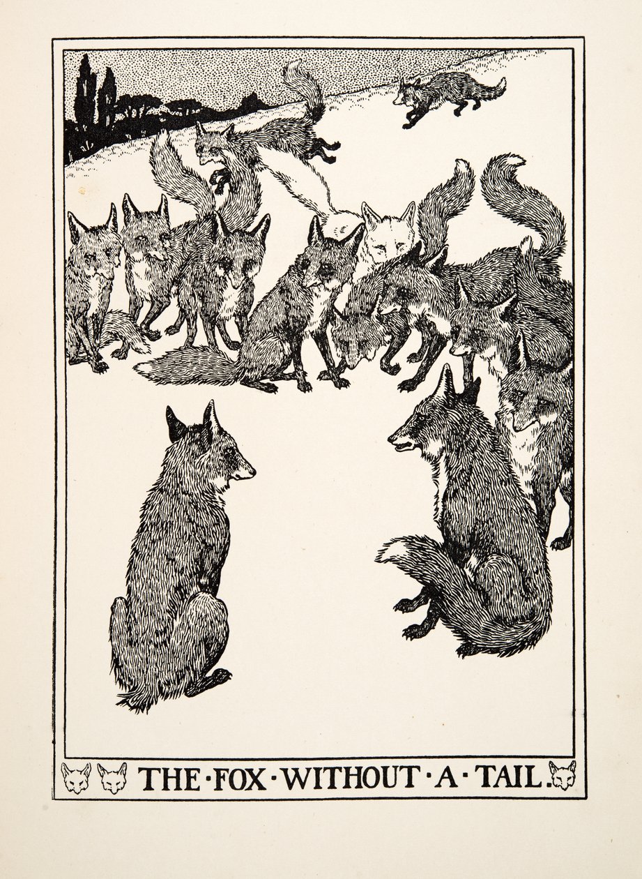 The Fox without a Tail, fra A Hundred Fables of Aesop, pub.1903 af Percy J. Billingshurst