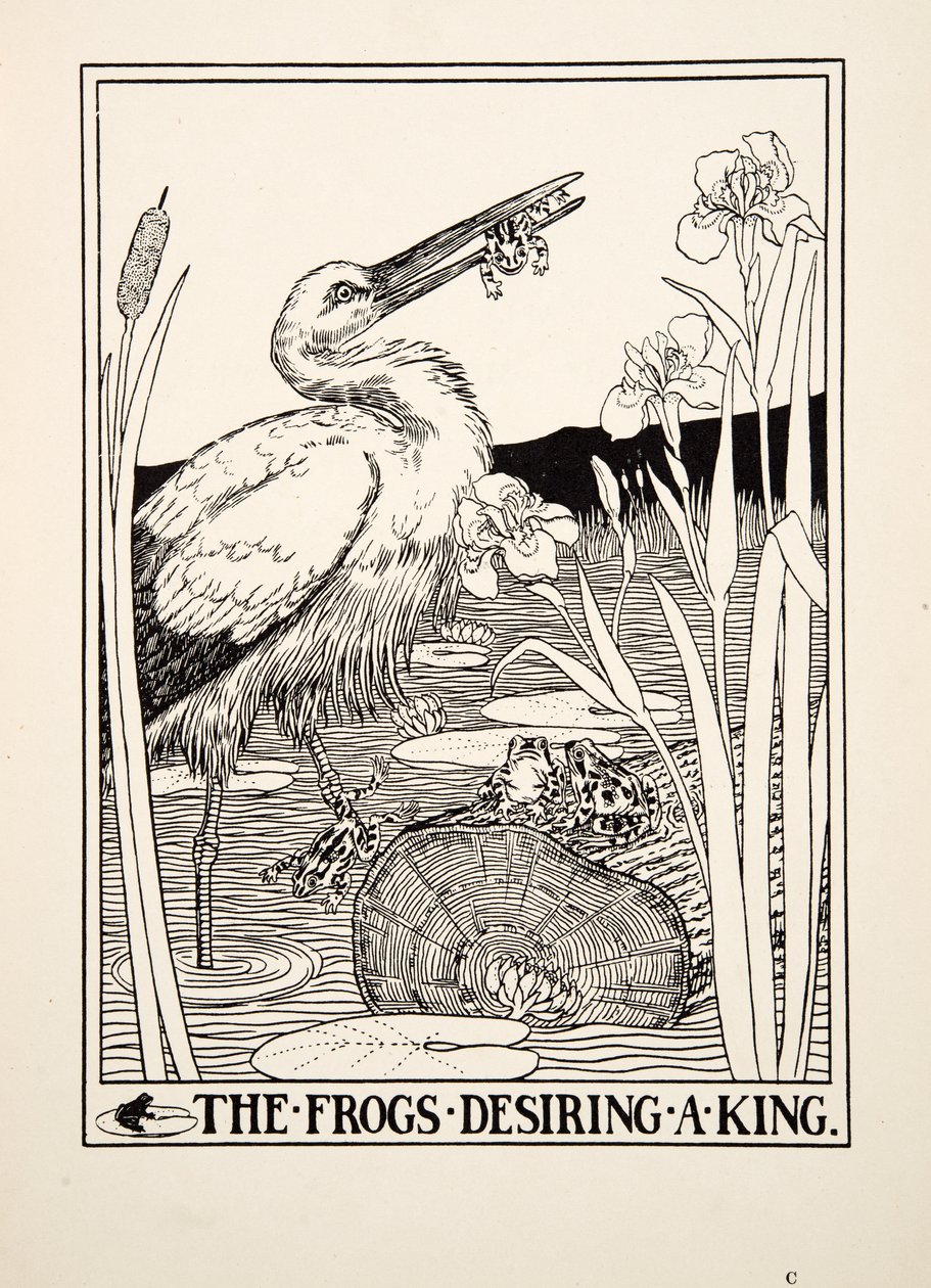 The Frogs Desiring a King, fra A Hundred Fables of Aesop, pub.1903 af Percy J. Billingshurst