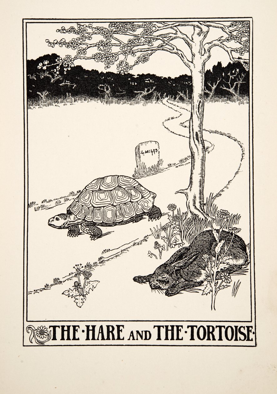 The Hare and the Tortoise, fra A Hundred Fables of Aesop, pub.1903 af Percy J. Billingshurst