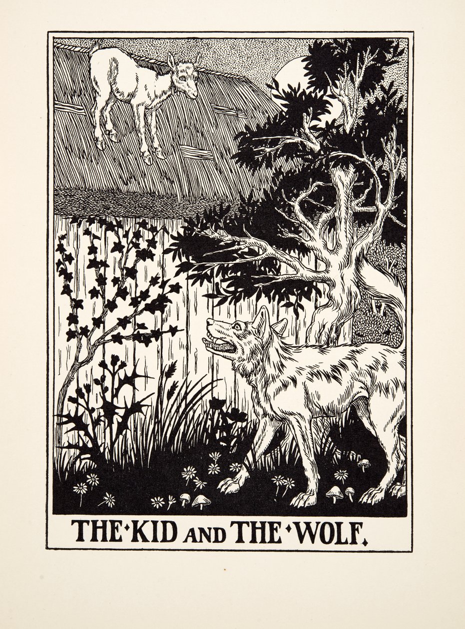 The Kid and the Wolf, fra A Hundred Fables of Aesop, pub.1903 af Percy J. Billingshurst