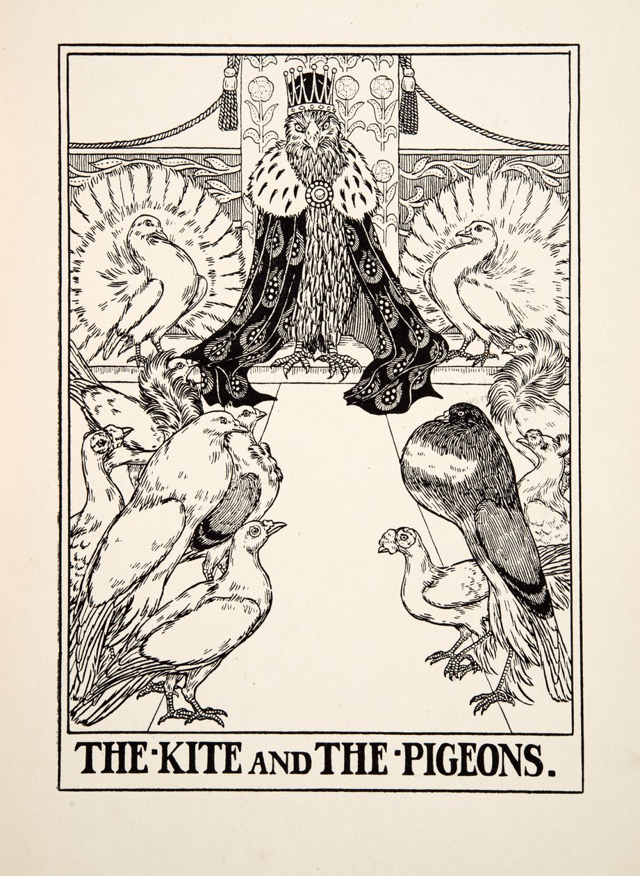 The Kite and the Pigeons, fra A Hundred Fables of Aesop, pub.1903 af Percy J. Billingshurst