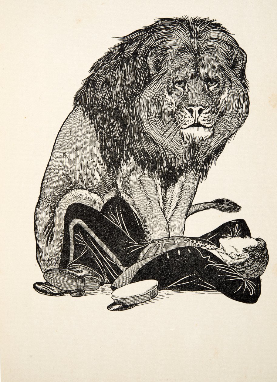 The Lion and his Keeper, fra A Hundred Anecdotes of Animals, pub. 1924 af Percy J. Billingshurst