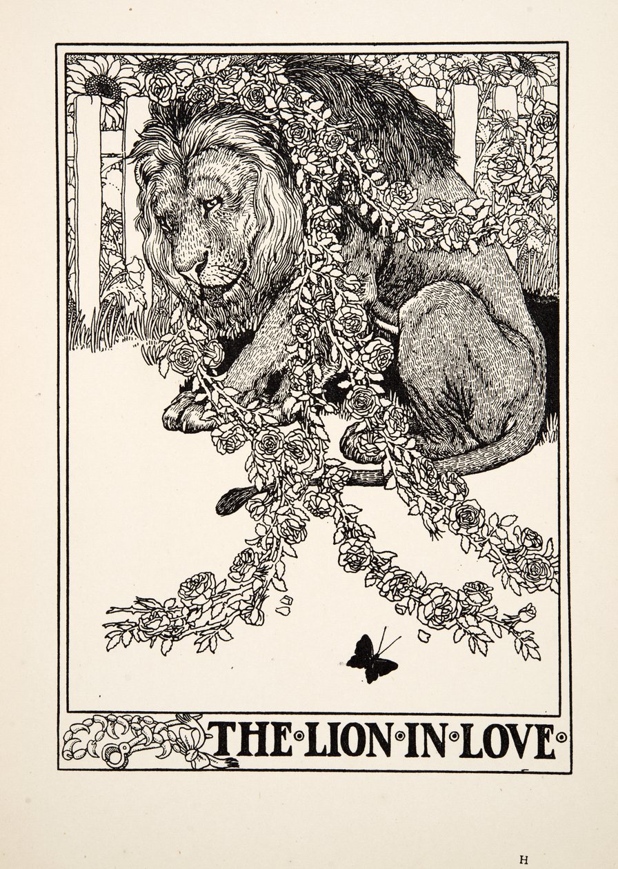 The Lion in Love, fra A Hundred Fables of Aesop, pub.1903 af Percy J. Billingshurst