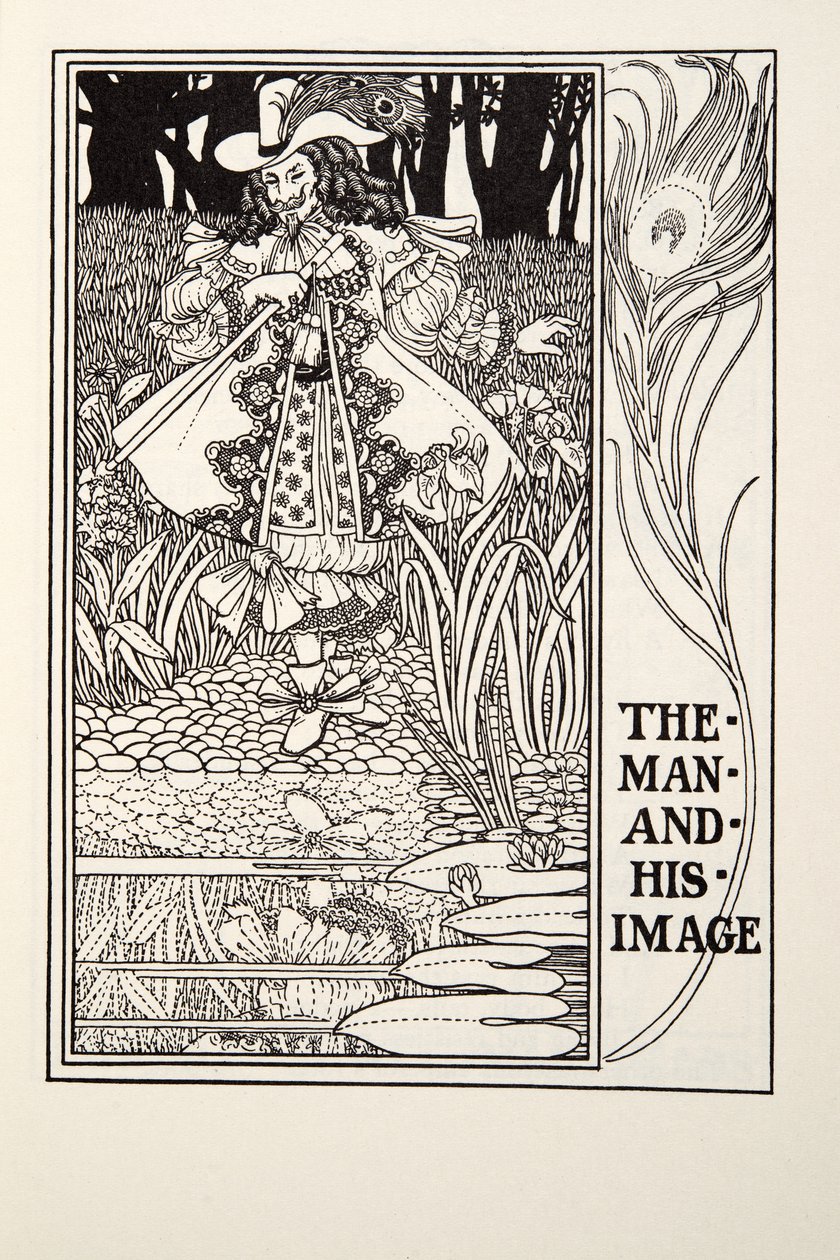 Manden og hans billede, fra Fontaine Fables, pub. 1905 (gravering) af Percy J. Billingshurst