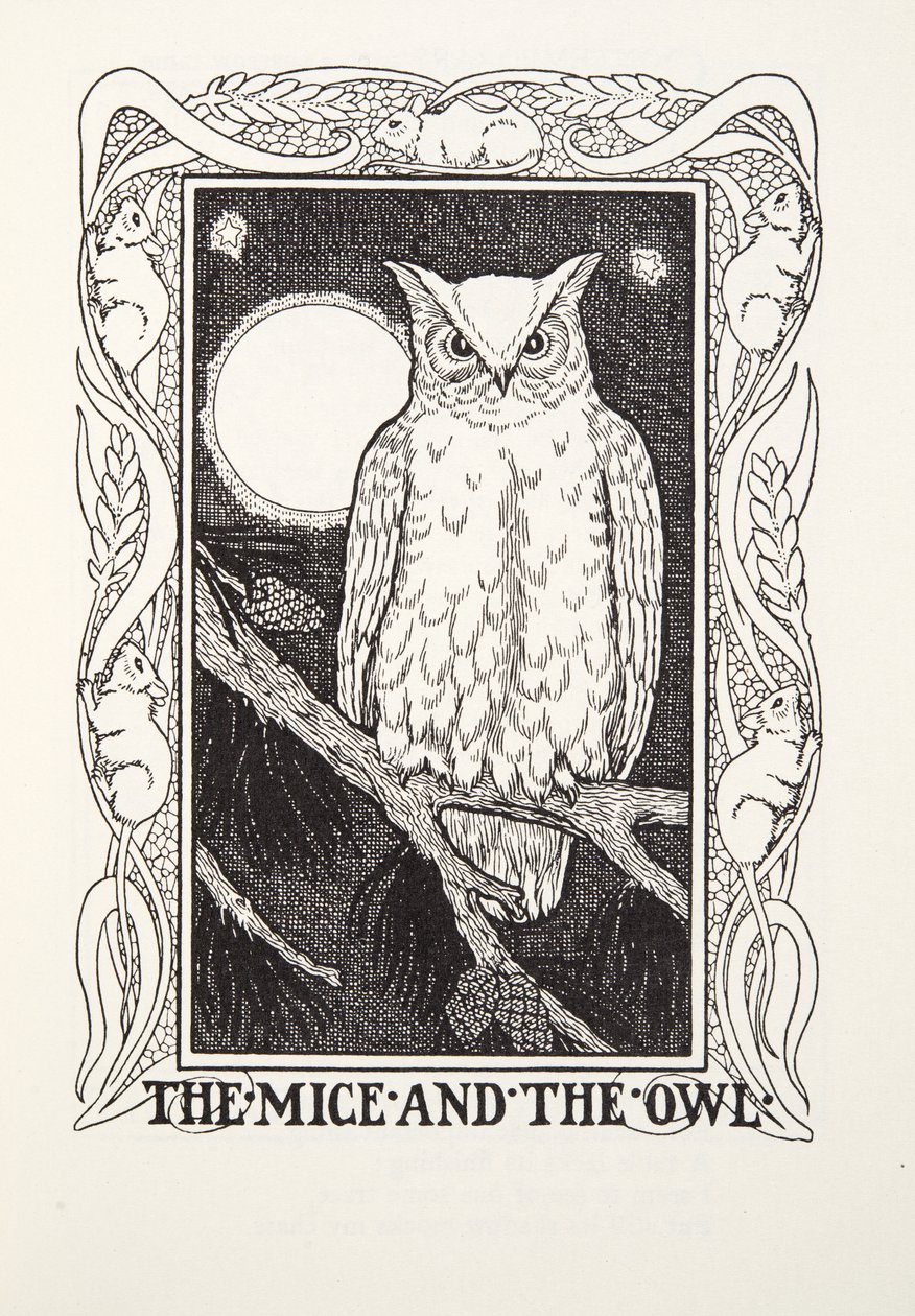 Musene og uglen, fra Fontaine Fables, pub. 1905 af Percy J. Billingshurst