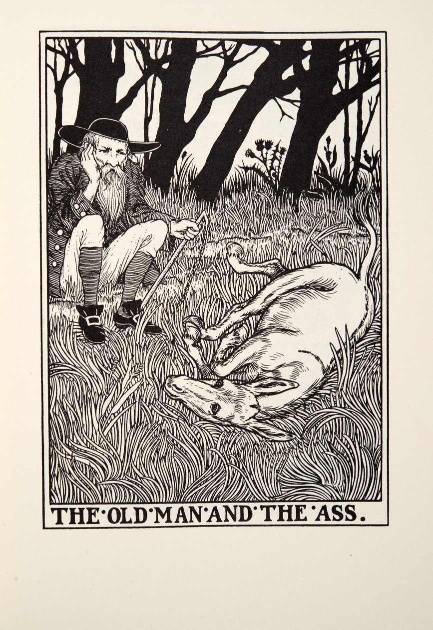 The Old Man and the Ass, fra Fontaine Fables, pub. 1905 af Percy J. Billingshurst