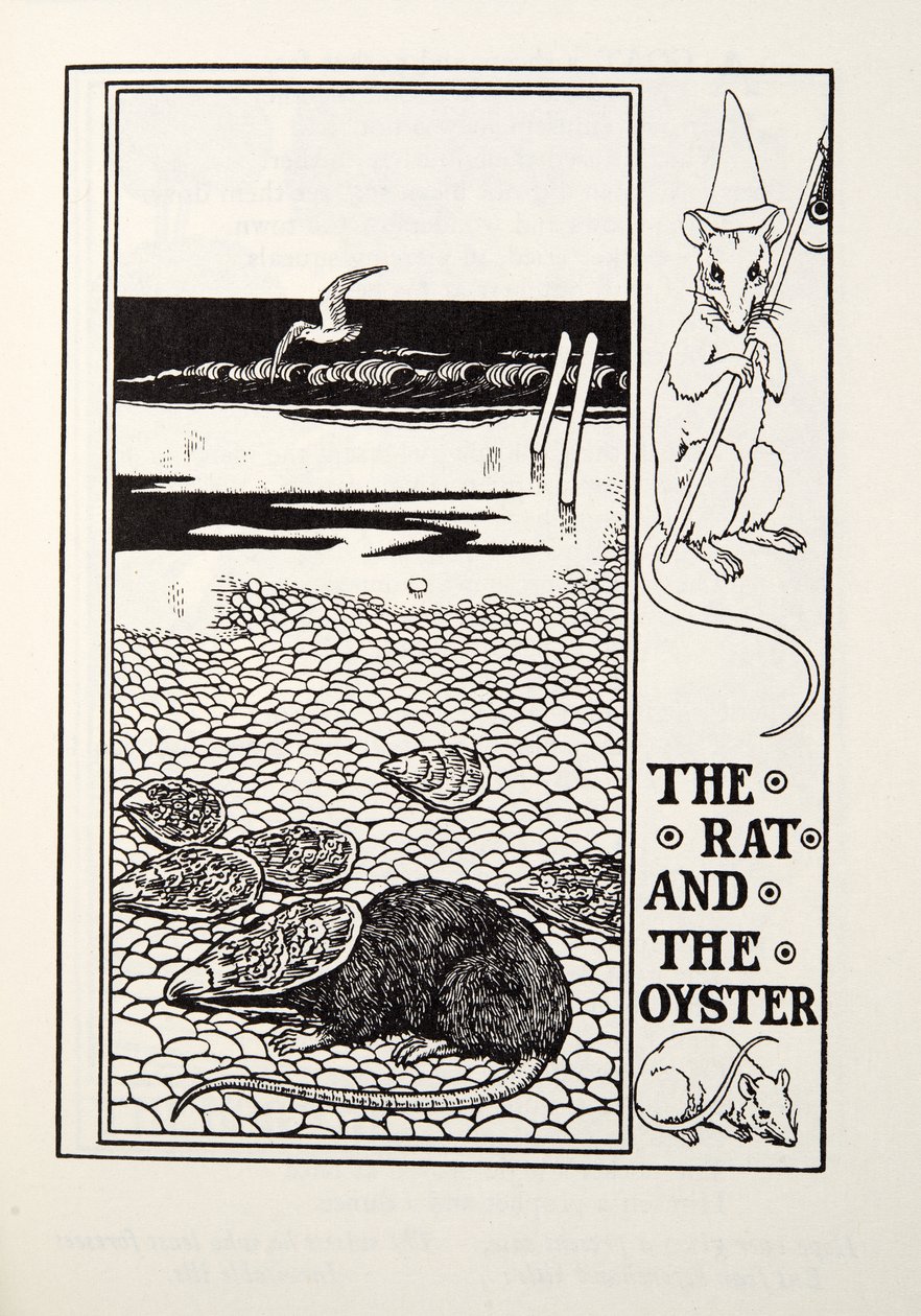 The Rat and the Oyster, fra Fontaine Fables, pub. 1905 af Percy J. Billingshurst