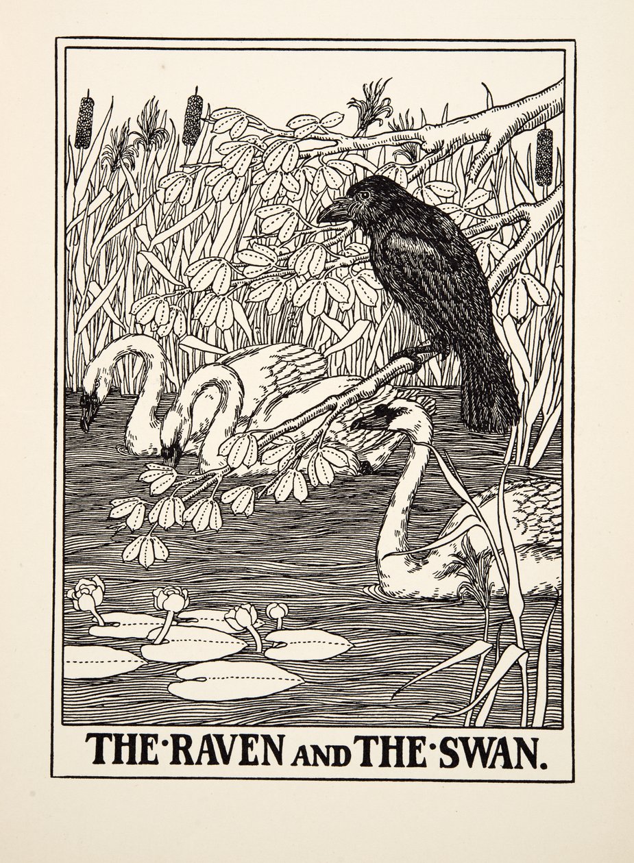 The Raven and the Swan, fra A Hundred Fables of Aesop, pub.1903 af Percy J. Billingshurst