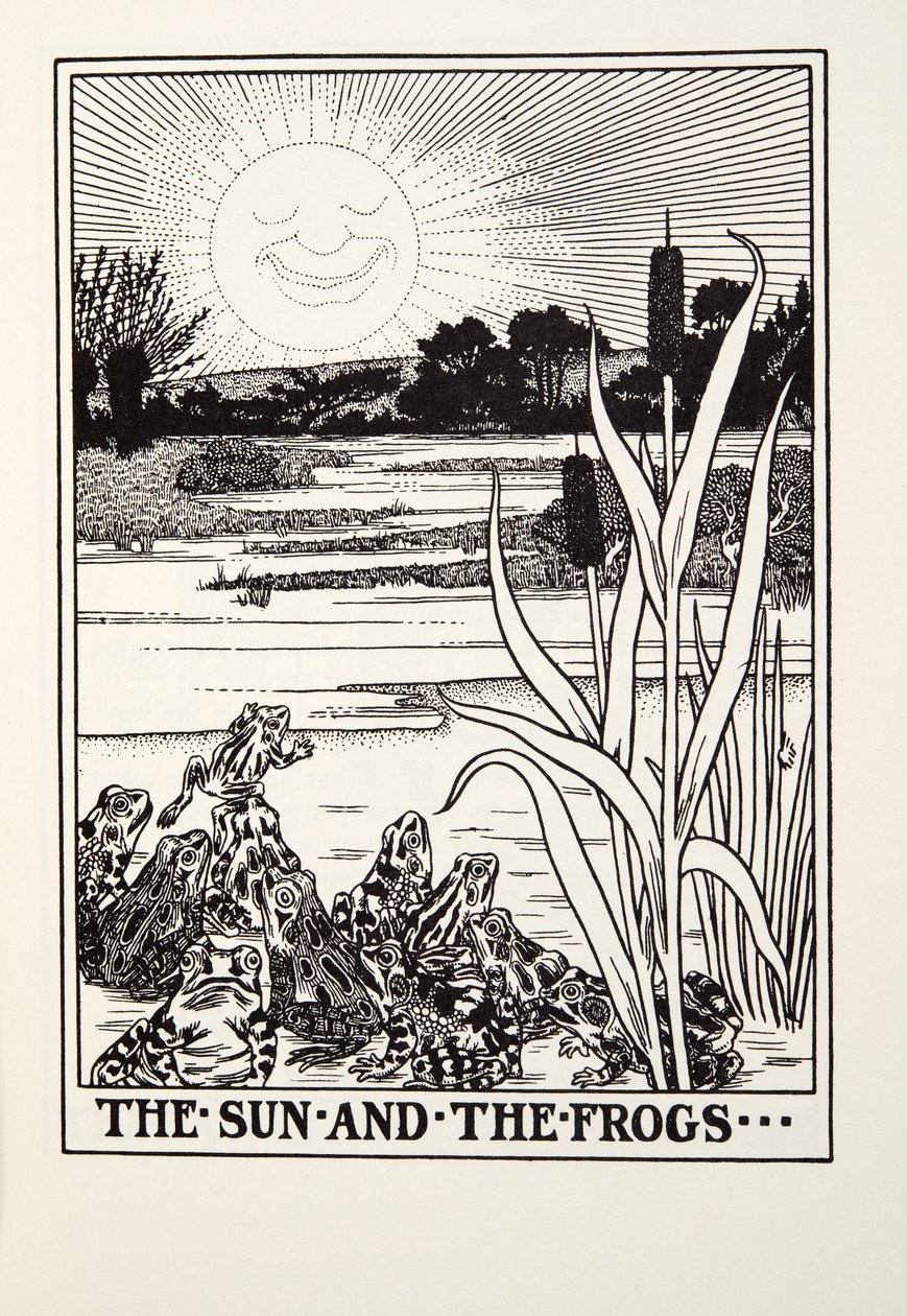 The Sun and the Frogs, fra Fontaine Fables, pub. 1905 af Percy J. Billingshurst