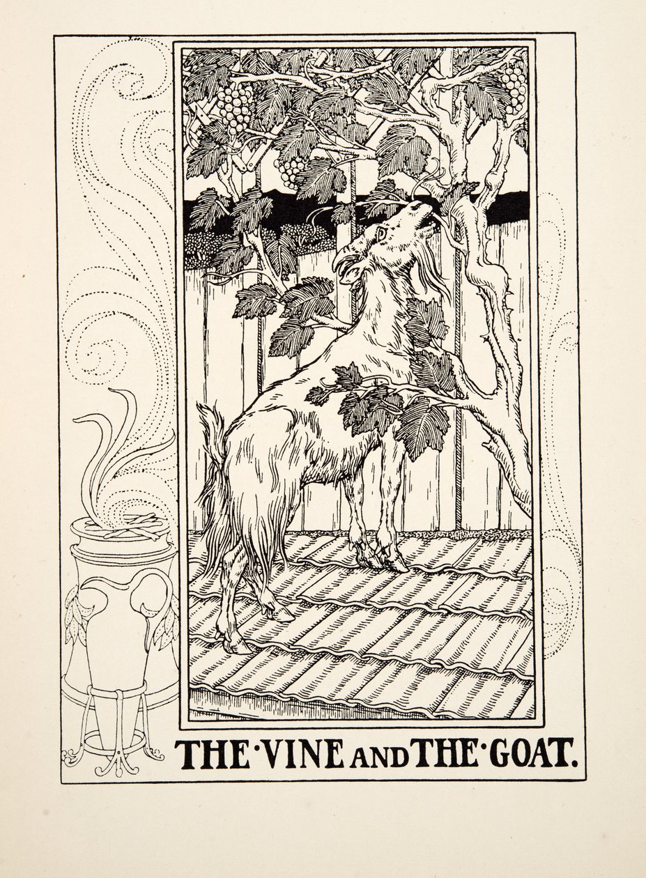 The Vine and the Goat, fra A Hundred Fables of Aesop, pub.1903 af Percy J. Billingshurst