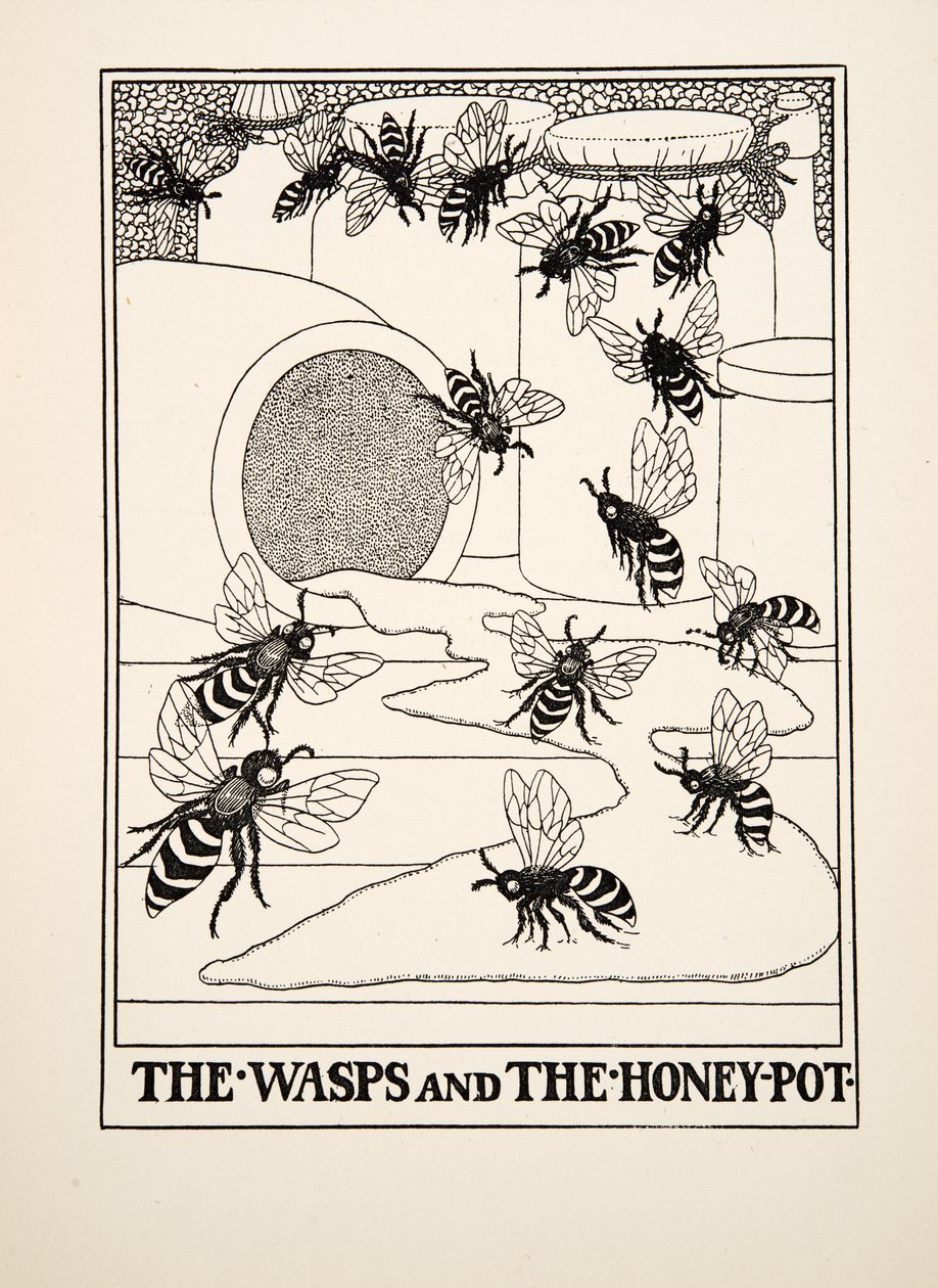 The Wasps and the Honeypot, fra A Hundred Fables of Aesop, udg. 1903 af Percy J. Billingshurst