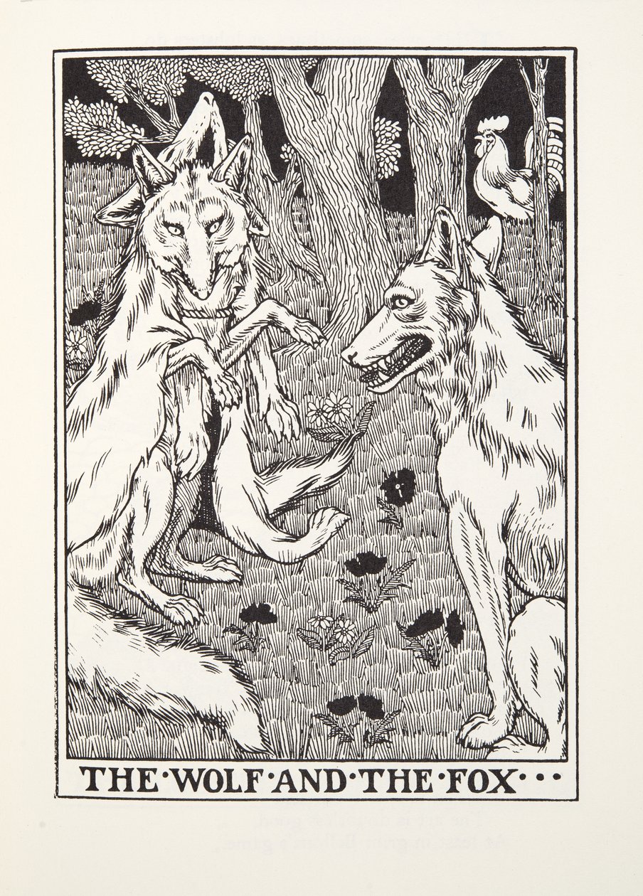 The Wolf and the Fox, fra Fontaine Fables, pub. 1905 af Percy J. Billingshurst