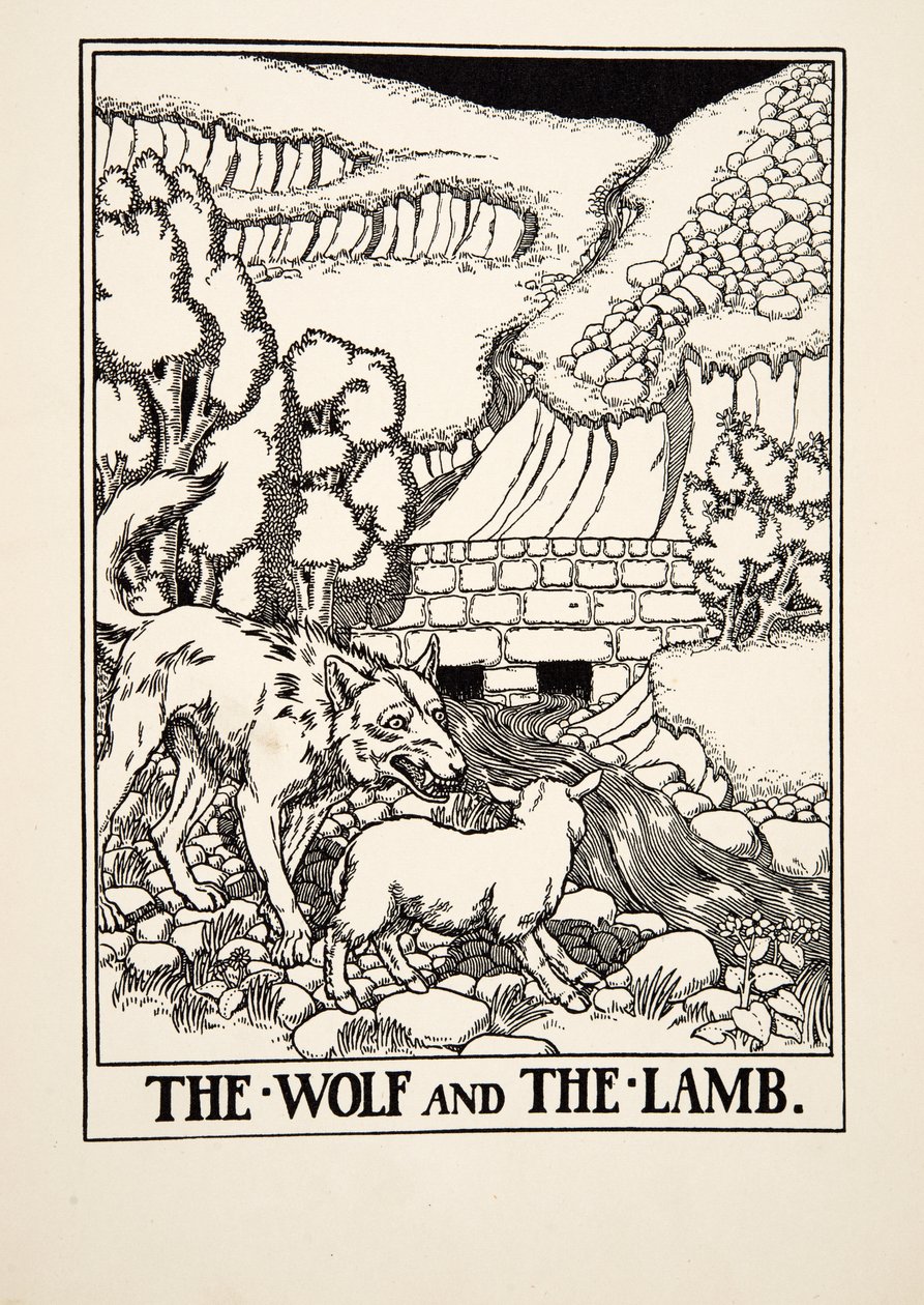 The Wolf and the Lamb, fra A Hundred Fables of Aesop, pub.1903 af Percy J. Billingshurst