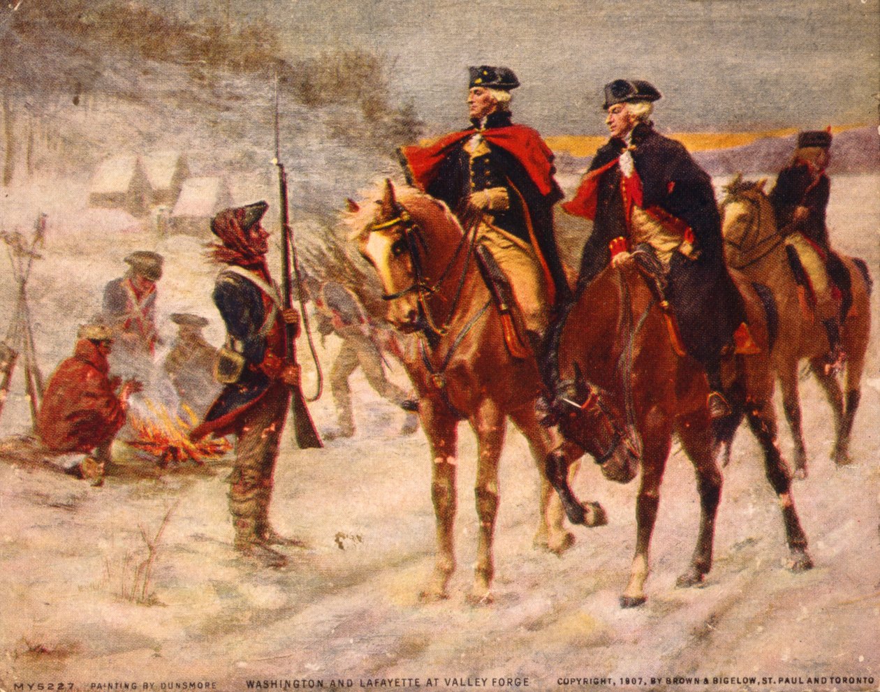 Washington og Lafayette ved Valley Forge / Maleri af Dunsmore. C. 1907. af Percy Moran