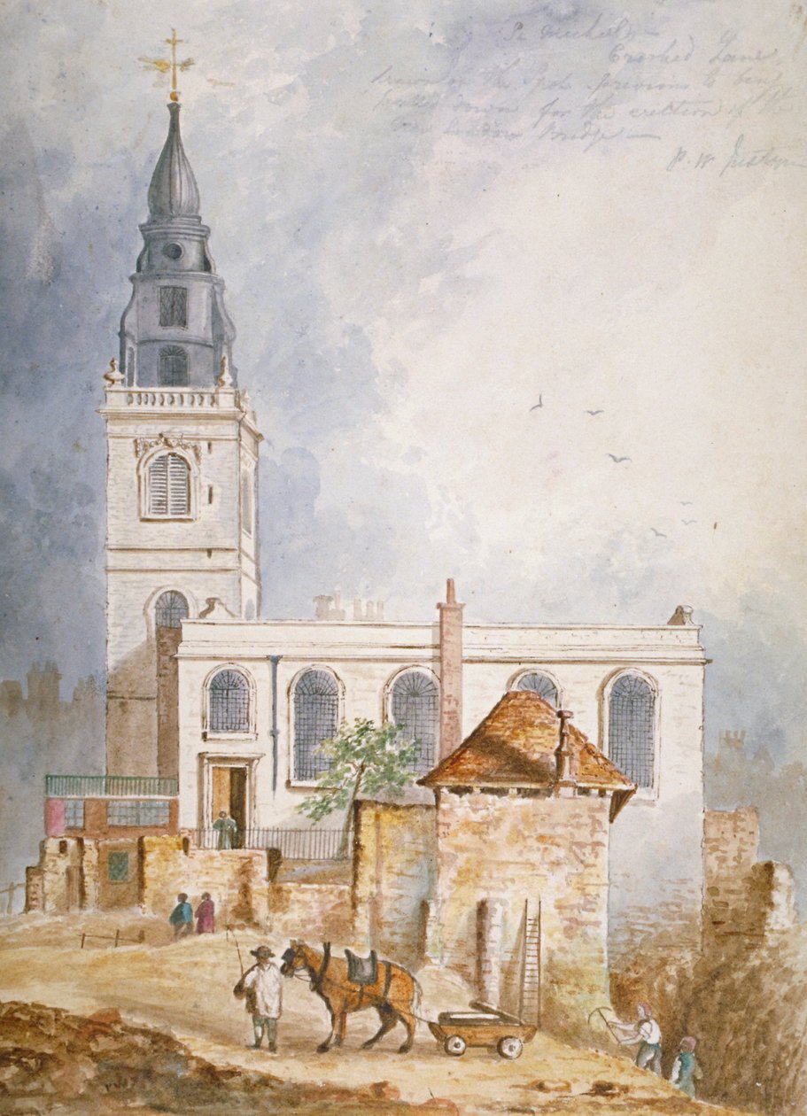 Udsigt over Church of St Michael, Crooked Lane, City of London, 1831 af Percy William Justyne