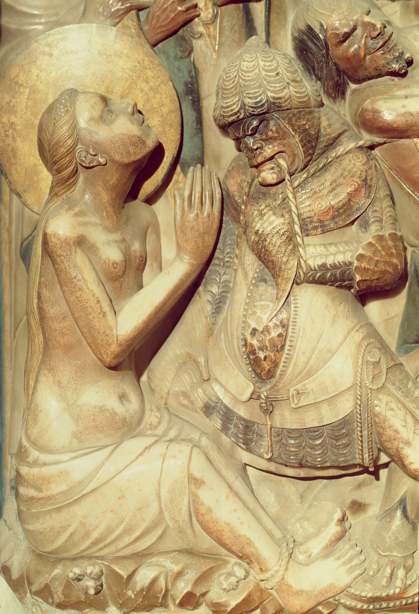 Theclas martyrium, detalje fra højalteret (alabaster) af Pere Johan