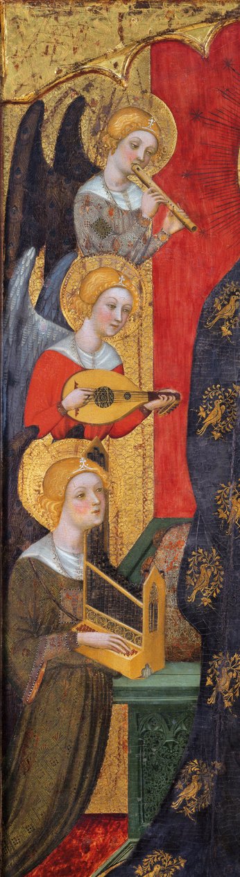 Madonna with Angels Playing Music Detail, ca 1380 af Pere Serra