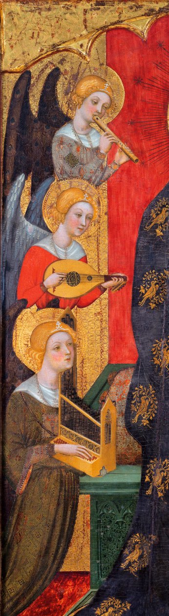 Madonna omgivet af musikerengle - Detalje af engle - Madonna med engle spiller musik (Detalje) - Maleri af Pere Serra (aktiv ca. 1357-1406), ca. 1380 - Tempera på panelet - Museu Nacional d