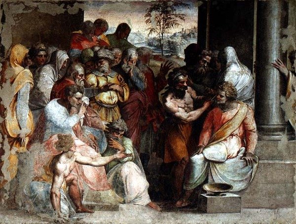 The Judgment of Zaleucus, ca. 1525 (fresco) af Perino del Vaga