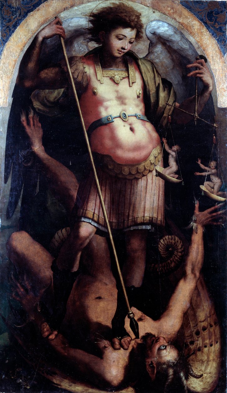 St Michael, Central panel (olie på træ, ca. 1535) af Perino del Vaga