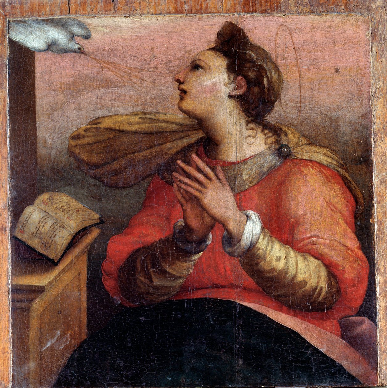 Bebudelsens jomfru, detalje (olie på panel, ca. 1535) af Perino del Vaga