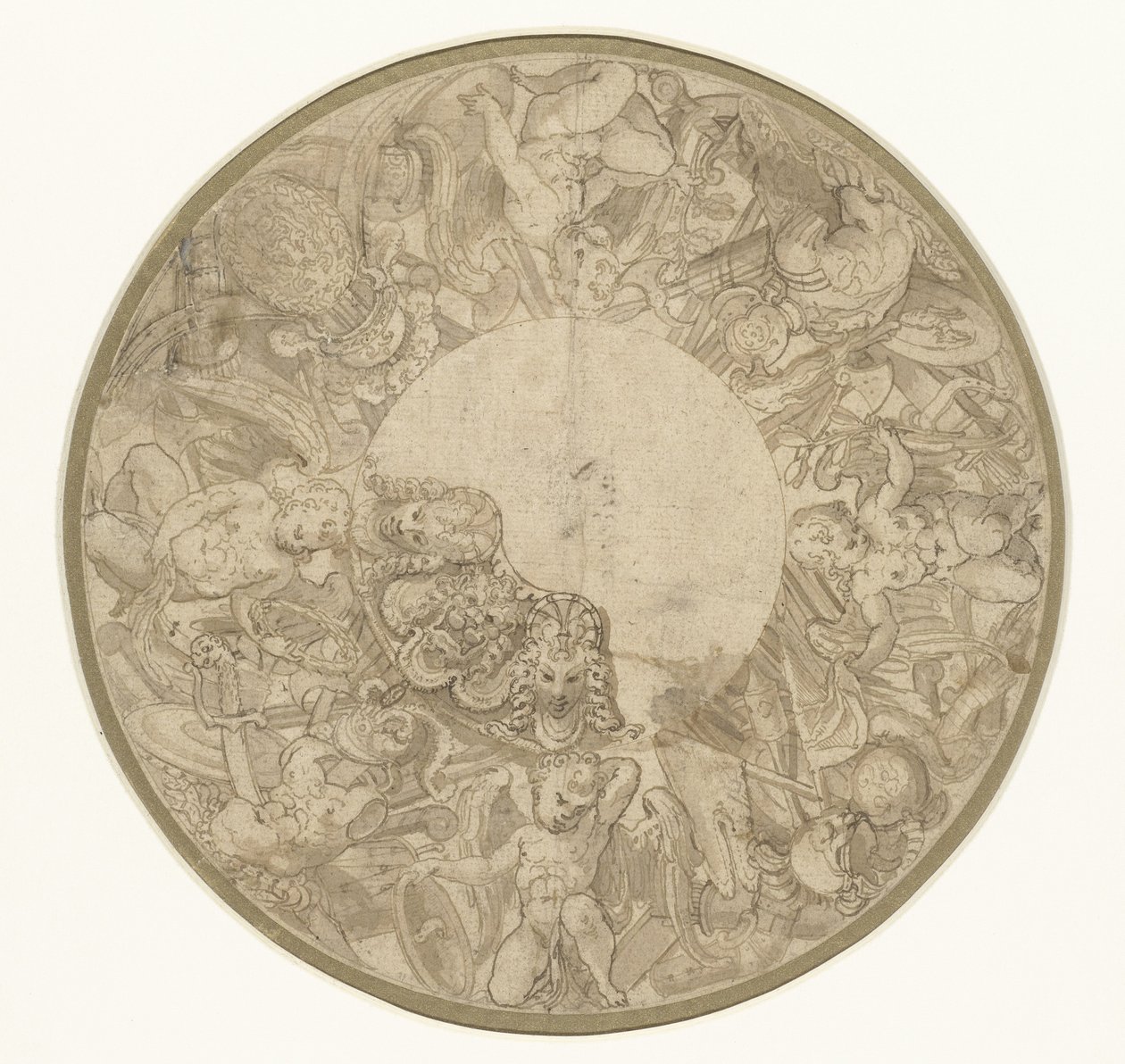 Design til bunden af ​​en rund udstillingsskål af Perino del Vaga (attributed to)