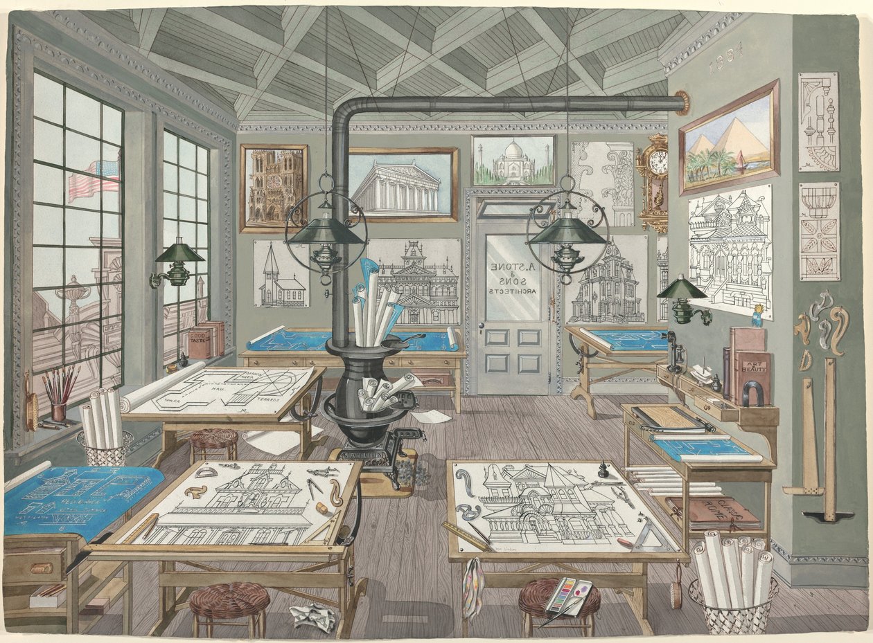 Arkitektens tegnestue, 1884 af Perkins Harnly