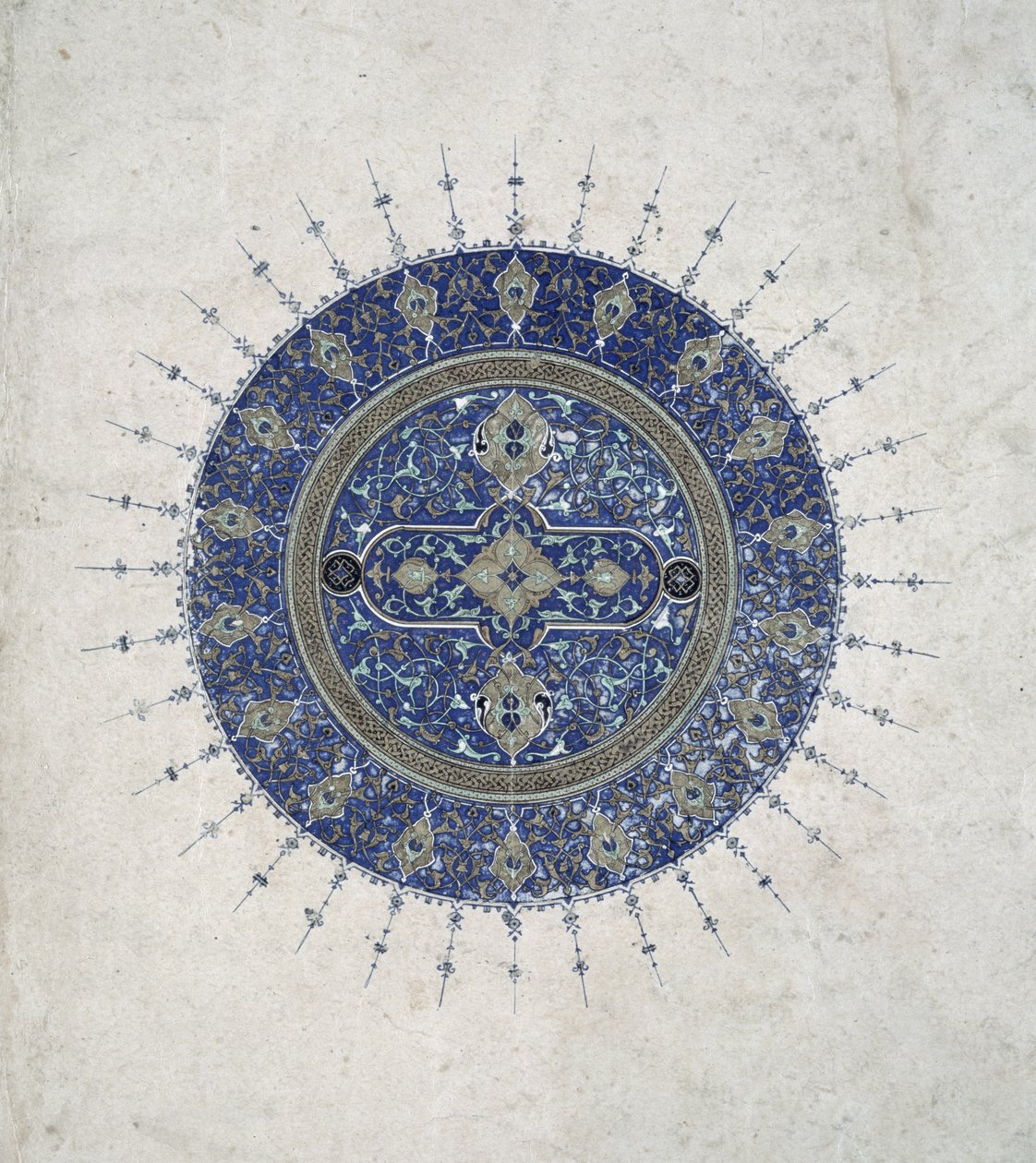 En shamsa, eller lille sol, fra en persisk oversættelse af Annals of the Apostles and Kings oprindeligt skrevet af Tabari (ca. 839-923) på arabisk, 1470 af Persian School