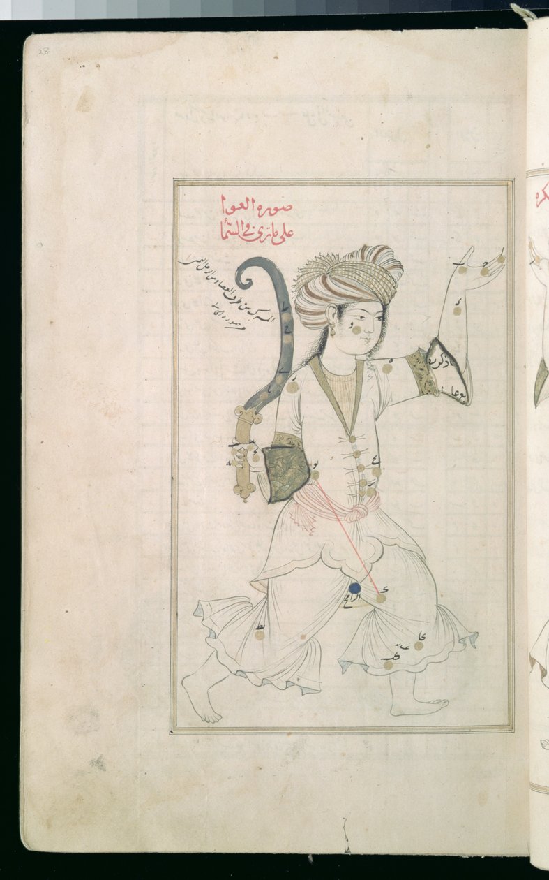 CBL Ar.4222 fol.28a Side fra en kopi af Suwar al-Kawakib, eller The Shape of the Stars skrevet af Abd al-Rahman al-Sufi i ca. 960 e.Kr. af Persian School