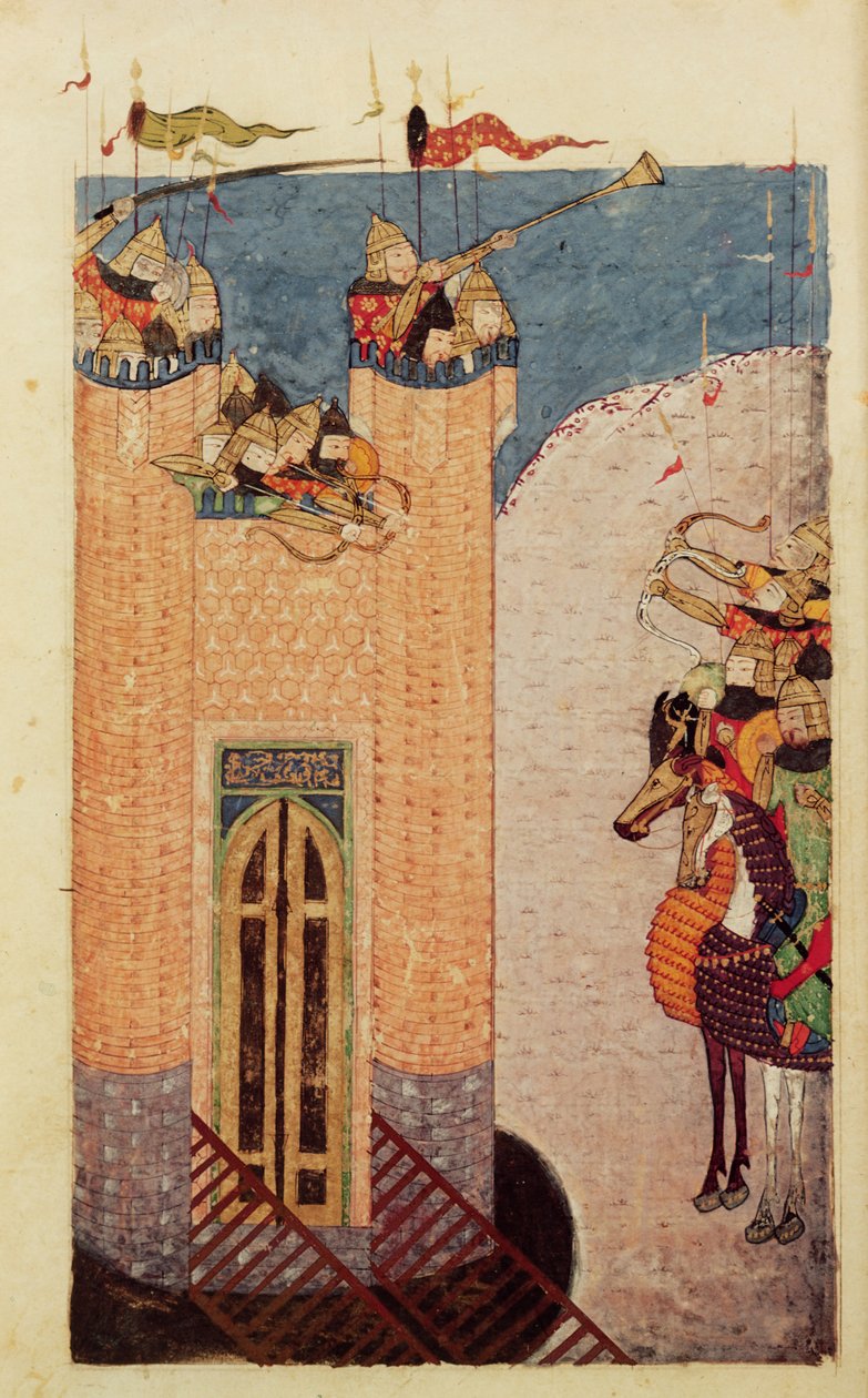Ms 7926 206 f.149 Mongoler, der belejrer et citadel, ca. 1252-60 af Persian School