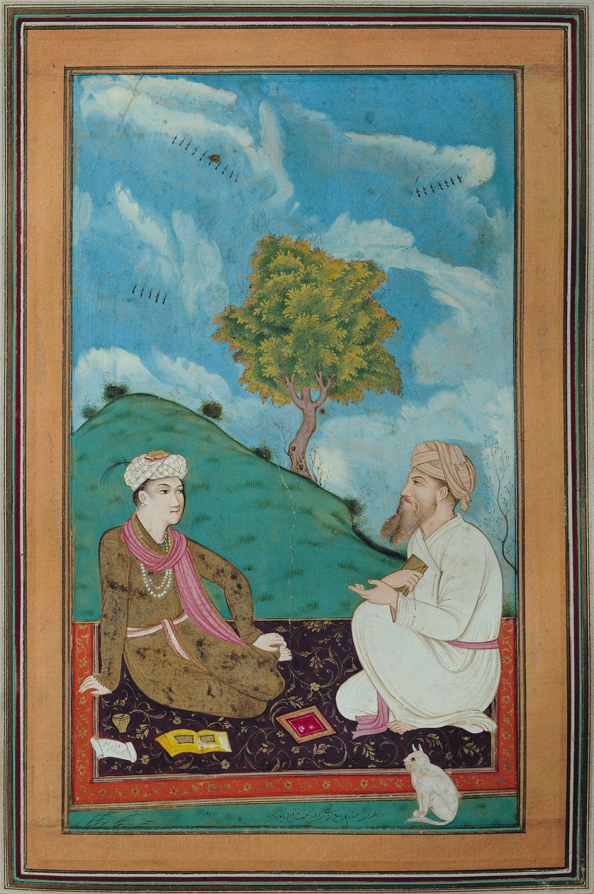 Ms D-181 fol.9 En lærer og hans elev, 1674 af Persian School