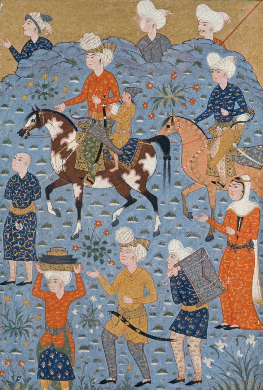 Tilbage fra razziaen, Shiraz, ca. 1600 af Persian School