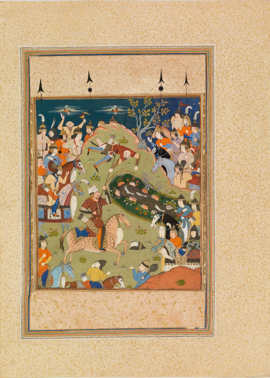 Kampscener (wc og gouache på vellum) af Persian School