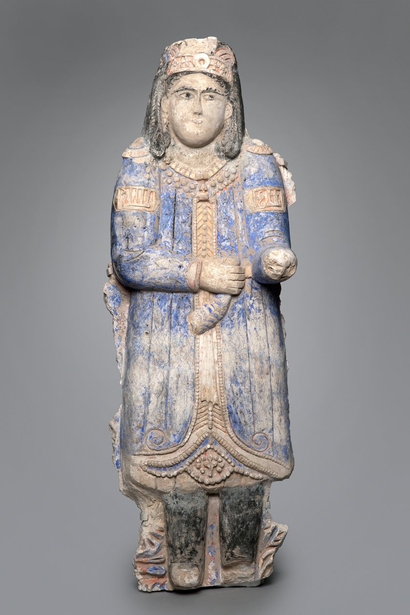 Figur af en hofmand fra en paladsfrise, Seljuk-dynastiet, 11501250 (malet stuk) af Persian School