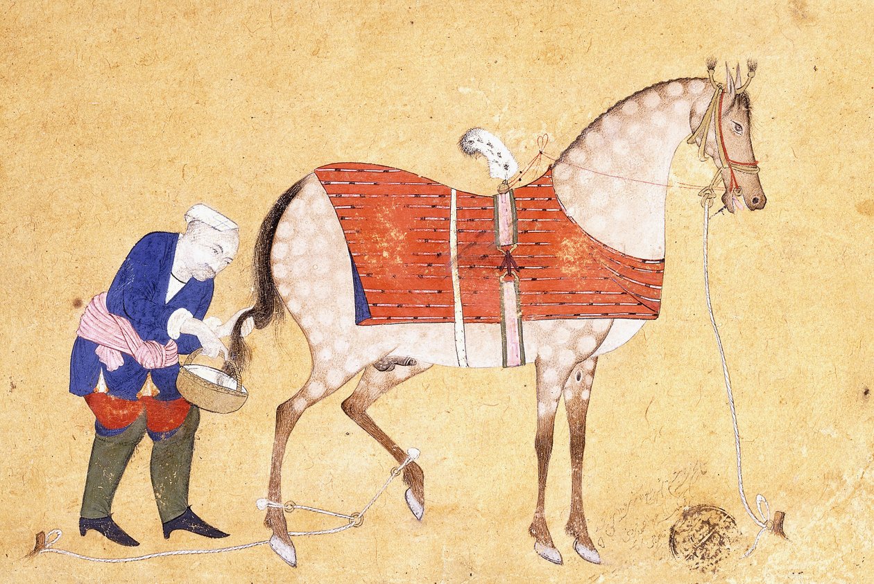 En brudgom med en hest, 1694 af Persian School