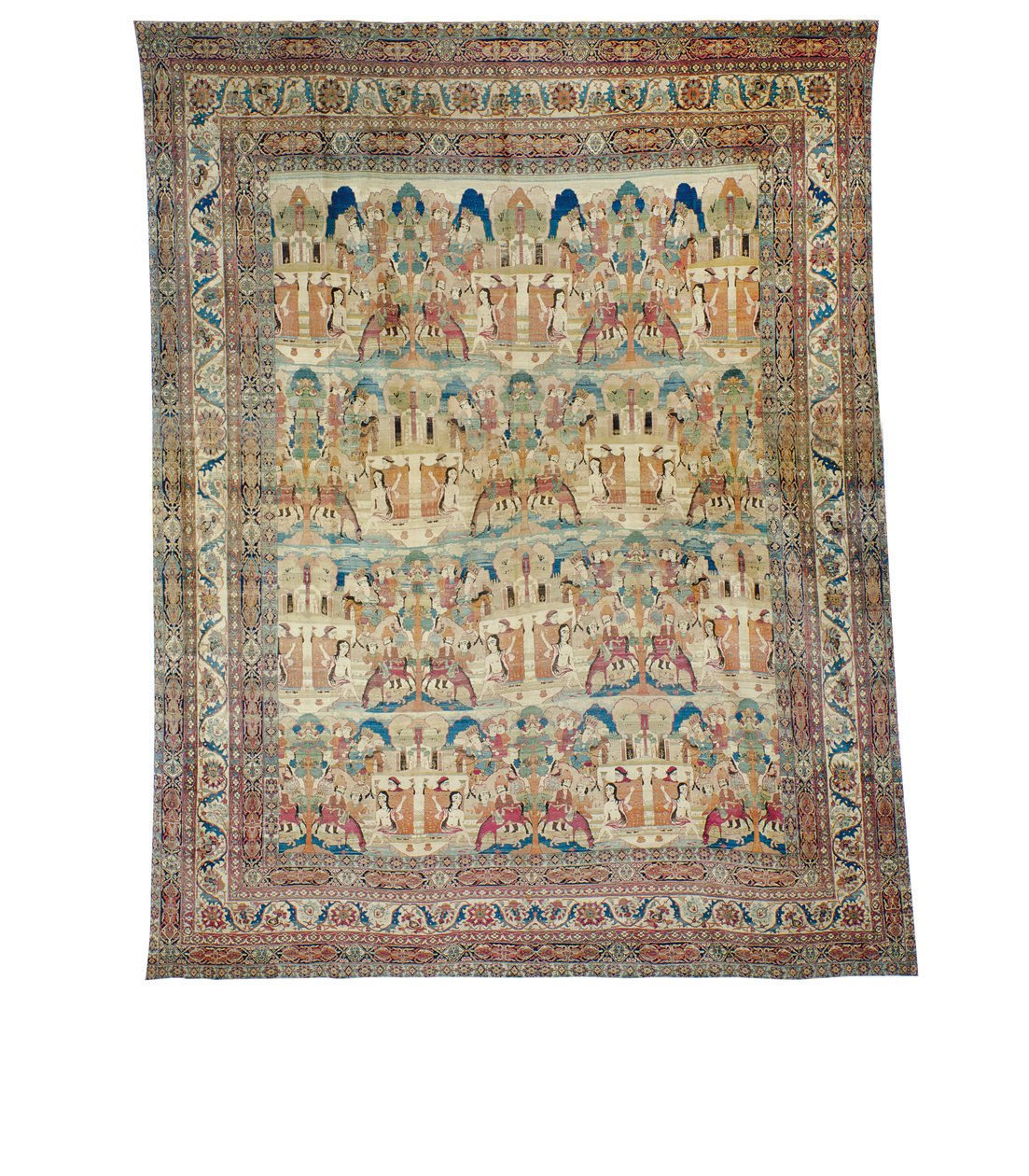 A Pictorial Lavar Kirman Carpet, Sydøstpersien, slutningen af det 19. århundrede af Persian School