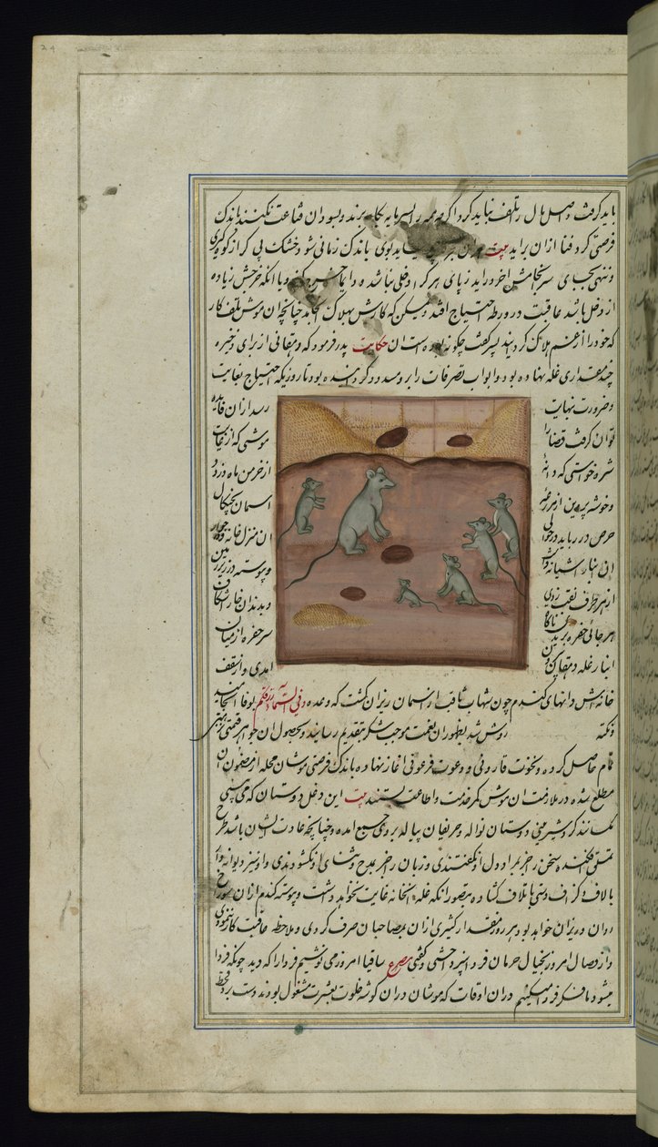 En landmands majsforsyning bliver angrebet af mus fra Lights of Canopus af Persian School