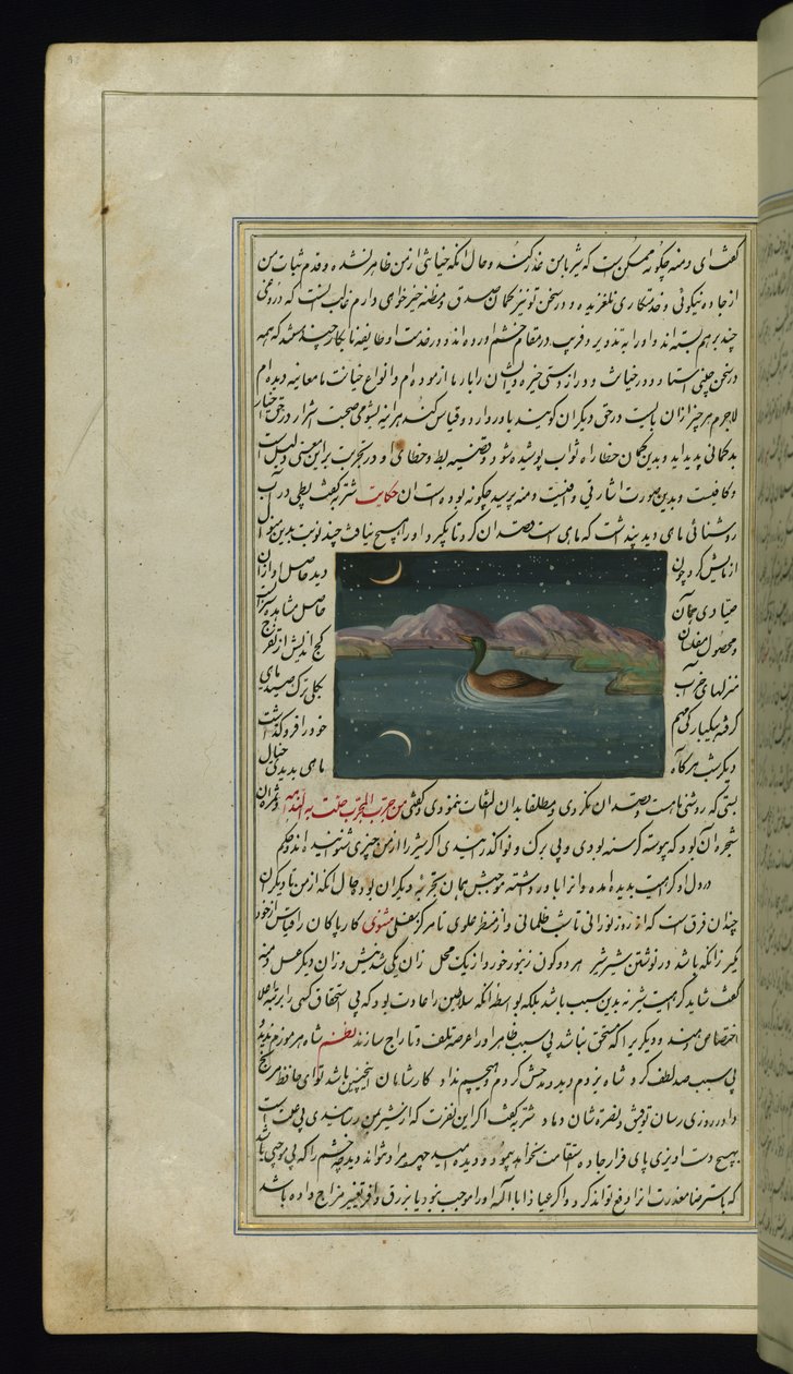 En gås og en refleksion af månen i vandet fra Lights of Canopus af Persian School